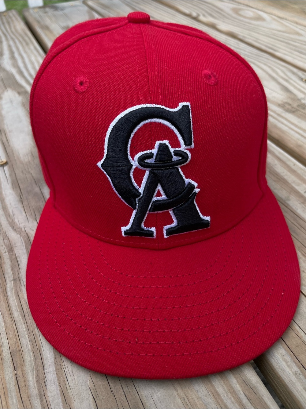 New era Red Baseball Cap with Black CA Logo #losangeles